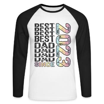 Bester Papa der Welt seit 2023 Vatertag - Unisex Baseballshirt langarm - Weiß/Schwarz - Vorne - Nik (191cm)