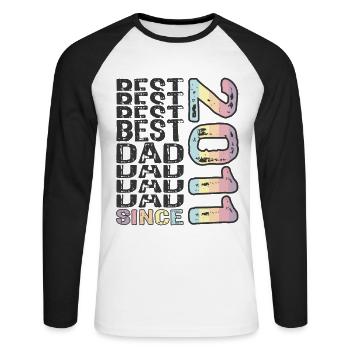 Best dad in the world since 2011 Father's Day - Unisex Long Sleeve Baseball T-Shirt - white/black - Front - Nik (191cm)