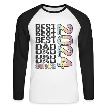 Bester Papa der Welt seit 2024 Vatertag - Unisex Baseballshirt langarm - Weiß/Schwarz - Vorne - Nik (191cm)