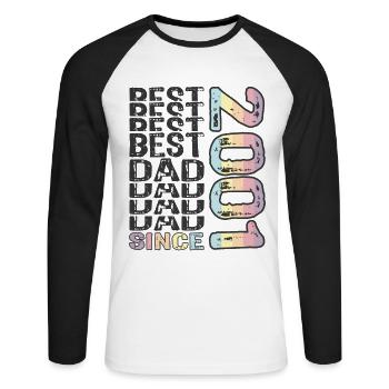 Bester Papa der Welt seit 2001 Vatertag - Unisex Baseballshirt langarm - Weiß/Schwarz - Vorne - Nik (191cm)