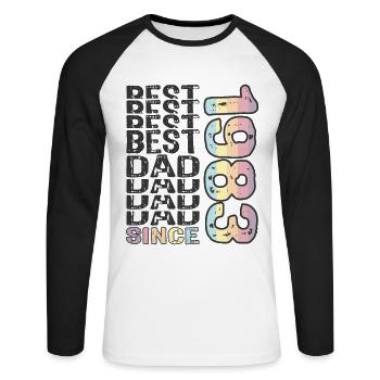 Bester Papa der Welt seit 1983 Vatertag - Unisex Baseballshirt langarm - Weiß/Schwarz - Vorne - Nik (191cm)