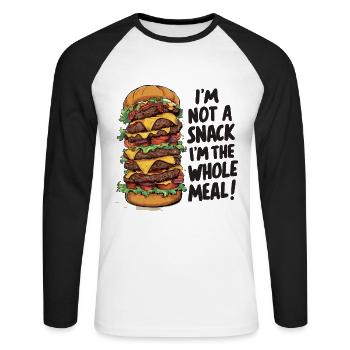 Burger für alle Burger Liebhaber Fast Food Fans - Unisex Baseballshirt langarm - Weiß/Schwarz - Vorne - Nik (191cm)