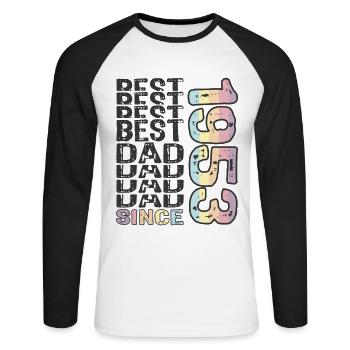 Bester Papa der Welt seit 1953 Vatertag - Unisex Baseballshirt langarm - Weiß/Schwarz - Vorne - Nik (191cm)