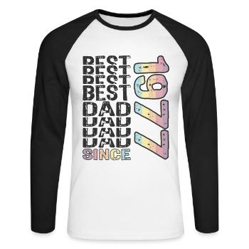 Bester Papa der Welt seit 1977 Vatertag - Unisex Baseballshirt langarm - Weiß/Schwarz - Vorne - Nik (191cm)