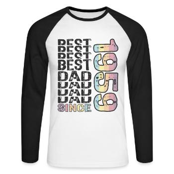 Best dad in the world since 1959 Father's Day - Unisex Long Sleeve Baseball T-Shirt - white/black - Front - Nik (191cm)