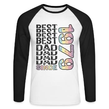 Best dad in the world since 1979 Father's Day - Unisex Long Sleeve Baseball T-Shirt - white/black - Front - Nik (191cm)