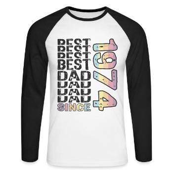 Best dad in the world since 1974 Father's Day - Unisex Long Sleeve Baseball T-Shirt - white/black - Front - Nik (191cm)