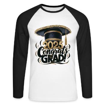 Schule Studuim Abschlussfeier Bestanden 2025 - Unisex Baseballshirt langarm - Weiß/Schwarz - Vorne - Nik (191cm)