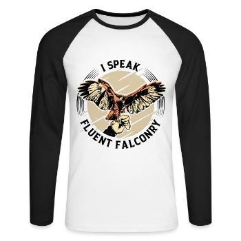 Falke Falkner Spruch - Unisex Baseballshirt langarm - Weiß/Schwarz - Vorne - Nik (191cm)
