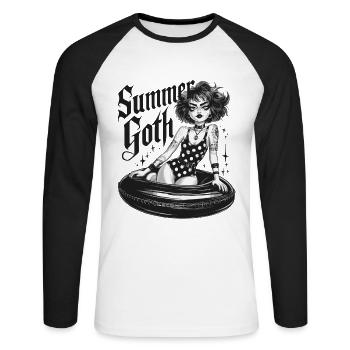 Summer Goth für Gothik Fans - Unisex Baseballshirt langarm - Weiß/Schwarz - Vorne - Nik (191cm)