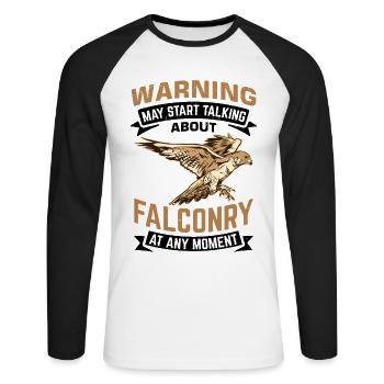 Falke Falkner Spruch - Unisex Baseballshirt langarm - Weiß/Schwarz - Vorne - Nik (191cm)