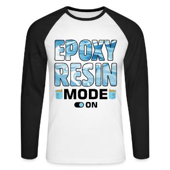 Drôle de dicton en résine époxy - T-shirt baseball manches longues Homme - blanc/noir - Devant - Nik (191cm)