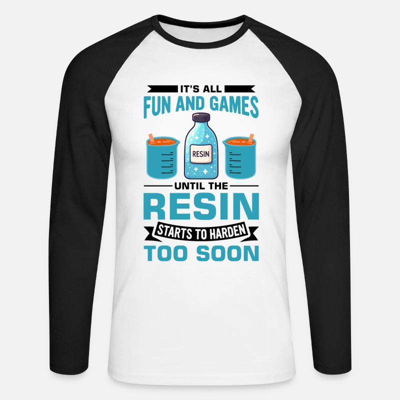 Witziger Epoxidharz Spruch - Unisex Baseballshirt langarm - Weiß/Schwarz
