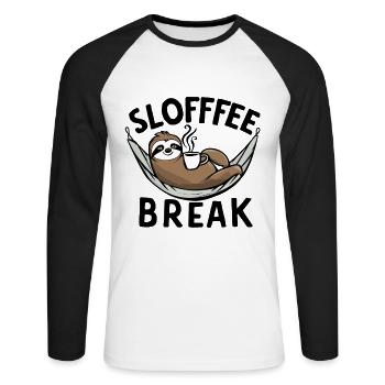 Kaffeepause Faultier Kaffee-Liebhaber Spaß - Unisex Baseballshirt langarm - Weiß/Schwarz - Vorne - Nik (191cm)
