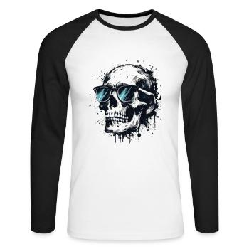 Colorful skull with sunglasses skull with sunglasses - Unisex Long Sleeve Baseball T-Shirt - white/black - Front - Nik (191cm)