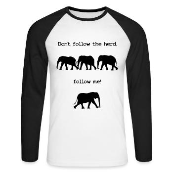 Ne suivez pas le troupeau, suivez-moi ! - T-shirt baseball manches longues Homme - blanc/noir - Devant - Nik (191cm)