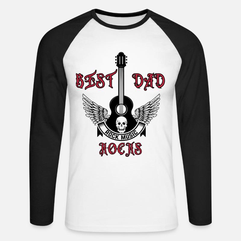 Die besten Dad Rocks - Unisex Baseballshirt langarm - Weiß/Schwarz