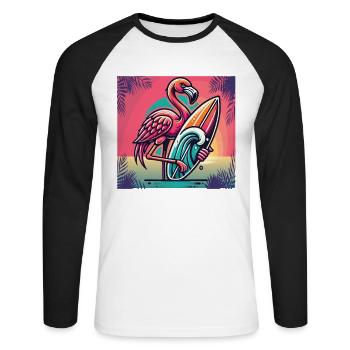 Ride the waves in style with our Surf - Unisex Long Sleeve Baseball T-Shirt - white/black - Front - Nik (191cm)