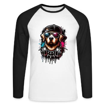 Faites passer le style au niveau supérieur avec notre Cool Dog - T-shirt baseball manches longues Homme - blanc/noir - Devant - Nik (191cm)
