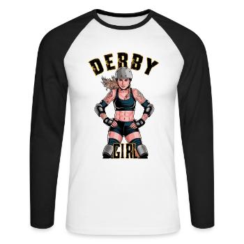 Rollschuhe Roller Derby Rollschuhfahren - Unisex Baseballshirt langarm - Weiß/Schwarz - Vorne - Nik (191cm)