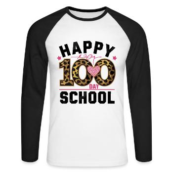 Happy One Hundred Day School für eine Lehrer und - Unisex Baseballshirt langarm - Weiß/Schwarz - Vorne - Nik (191cm)