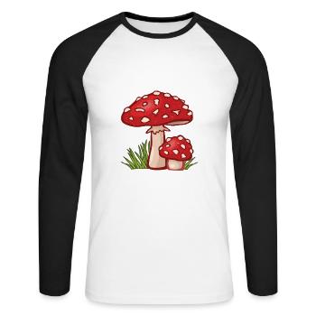 Sites de chasse aux champignons N’oubliez jamais vos morilles - T-shirt baseball manches longues Homme - blanc/noir - Devant - Nik (191cm)