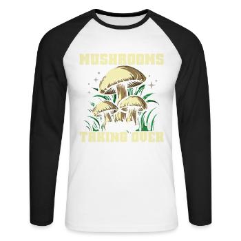 Lieux de chasse aux champignons qui conquièrent les champignons - T-shirt baseball manches longues Homme - blanc/noir - Devant - Nik (191cm)