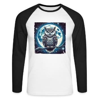Enhance your style with our owl - Unisex Long Sleeve Baseball T-Shirt - white/black - Front - Nik (191cm)