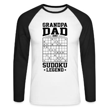 Witziger Sudoku Spruch - Unisex Baseballshirt langarm - Weiß/Schwarz - Vorne - Nik (191cm)