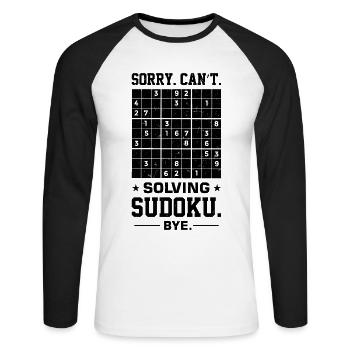 Witziger Sudoku Spruch - Unisex Baseballshirt langarm - Weiß/Schwarz - Vorne - Nik (191cm)