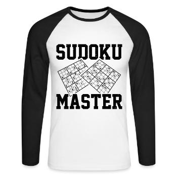 Witziger Sudoku Spruch - Unisex Baseballshirt langarm - Weiß/Schwarz - Vorne - Nik (191cm)