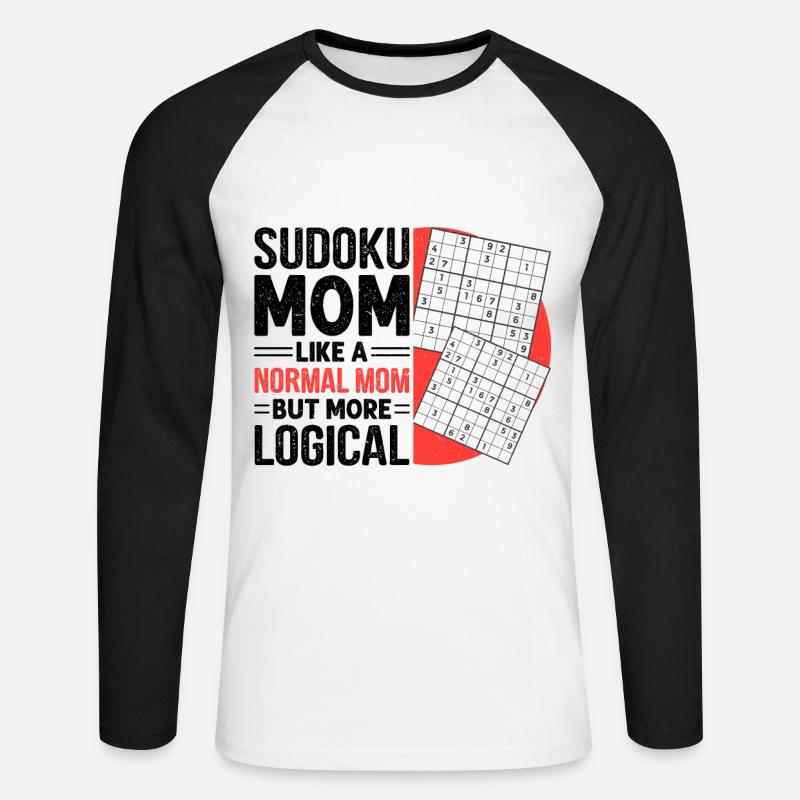 Witziger Sudoku Spruch - Unisex Baseballshirt langarm - Weiß/Schwarz