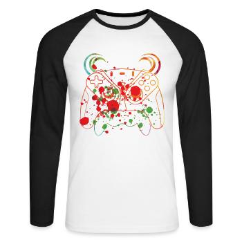 Gaming-legende Ich Habe Mein Spiel Unterbrochen, - Unisex Baseballshirt langarm - Weiß/Schwarz - Vorne - Nik (191cm)