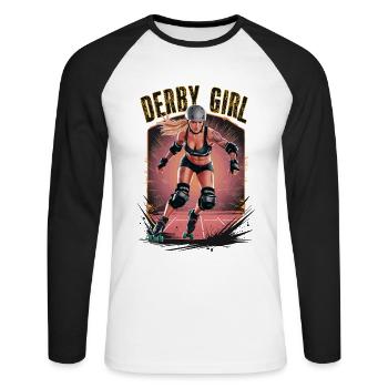 Rollschuhfahren für einen Rollschuhfahrerin - Unisex Baseballshirt langarm - Weiß/Schwarz - Vorne - Nik (191cm)
