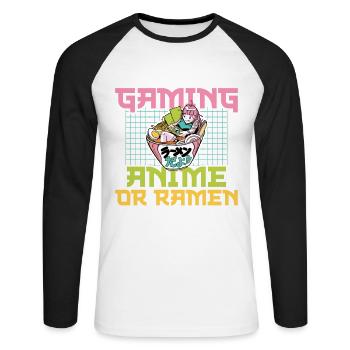 Play controller gaming, gaming, anime or - Unisex Long Sleeve Baseball T-Shirt - white/black - Front - Nik (191cm)