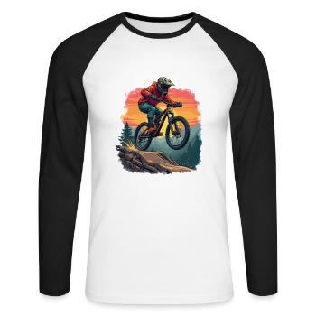 Descente Mauntain Vélo VTT Vélo de course Bmx - T-shirt baseball manches longues Homme - blanc/noir - Devant - Nik (191cm)