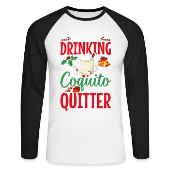 Joyeux Noël, je pourrais arrêter de manger du coquito - T-shirt baseball manches longues Homme - blanc/noir - Devant - Nik (191cm)