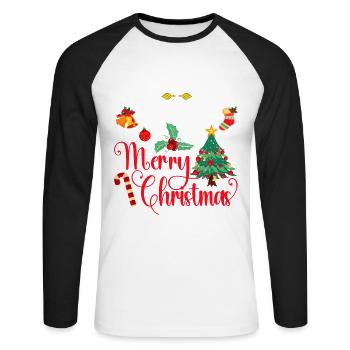 See yourself together, accidental happy - Unisex Long Sleeve Baseball T-Shirt - white/black - Front - Nik (191cm)