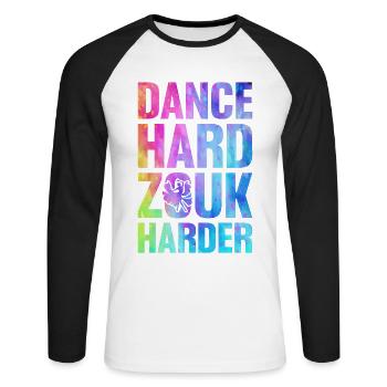 Witziger Zouk Tänzer Spruch - Unisex Baseballshirt langarm - Weiß/Schwarz - Vorne - Nik (191cm)