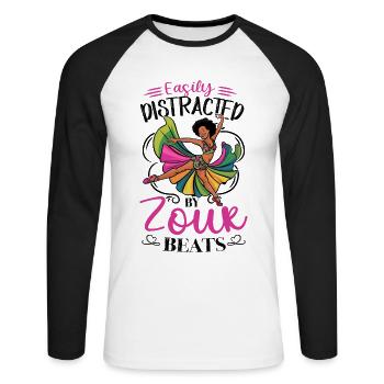 Witziger Zouk Tänzer Spruch - Unisex Baseballshirt langarm - Weiß/Schwarz - Vorne - Nik (191cm)