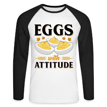 Devil's Egg Spell - Unisex Long Sleeve Baseball T-Shirt - white/black - Front - Nik (191cm)