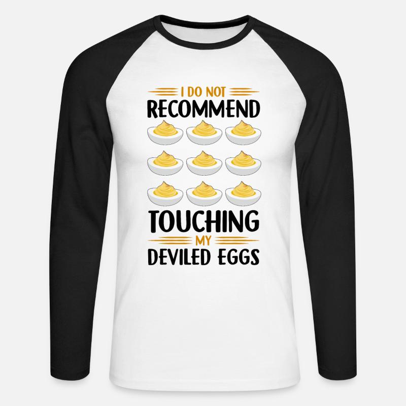 Teufelsei Spruch - Unisex Baseballshirt langarm - Weiß/Schwarz