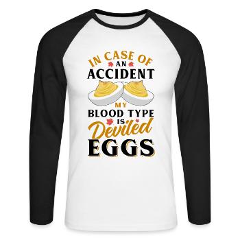 Devil's Egg Spell - Unisex Long Sleeve Baseball T-Shirt - white/black - Front - Nik (191cm)
