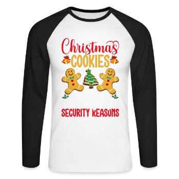 Christmas Cookies Quality Control: I Eat - Unisex Long Sleeve Baseball T-Shirt - white/black - Front - Nik (191cm)
