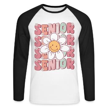 Groovy Senior 12e année Retour à l’école Premier jour - T-shirt baseball manches longues Homme - blanc/noir - Devant - Nik (191cm)