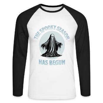 La saison effrayante a commencé - T-shirt baseball manches longues Homme - blanc/noir - Devant - Nik (191cm)