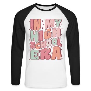 In meiner Highschool-Ära Süßer Groovy Zurück Zur Schule - Unisex Baseballshirt langarm - Weiß/Schwarz - Vorne - Nik (191cm)