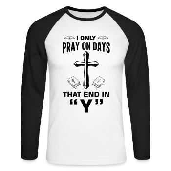 Religion catholique Église Bible Jésus - T-shirt baseball manches longues Homme - blanc/noir - Devant - Nik (191cm)