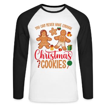 On n’a jamais assez de biscuits de Noël - T-shirt baseball manches longues Homme - blanc/noir - Devant - Nik (191cm)