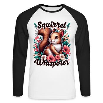 Squirrel Whisperer Floral Squirrel Lover - Unisex Long Sleeve Baseball T-Shirt - white/black - Front - Nik (191cm)